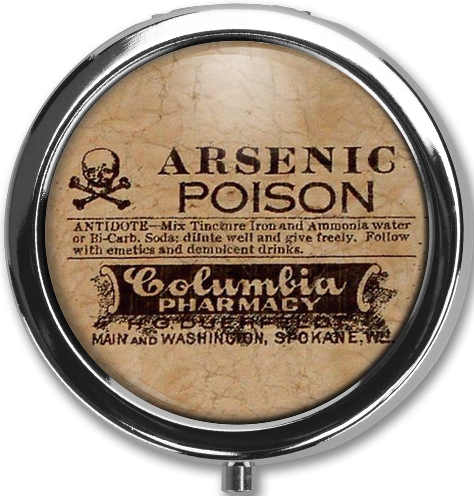Pill Box Case Pillbox Sahibi Trinket Stash Box Arsenic Vintage Style Medicine Vitamin Pill Organizer Case (Arsenig Zehir)