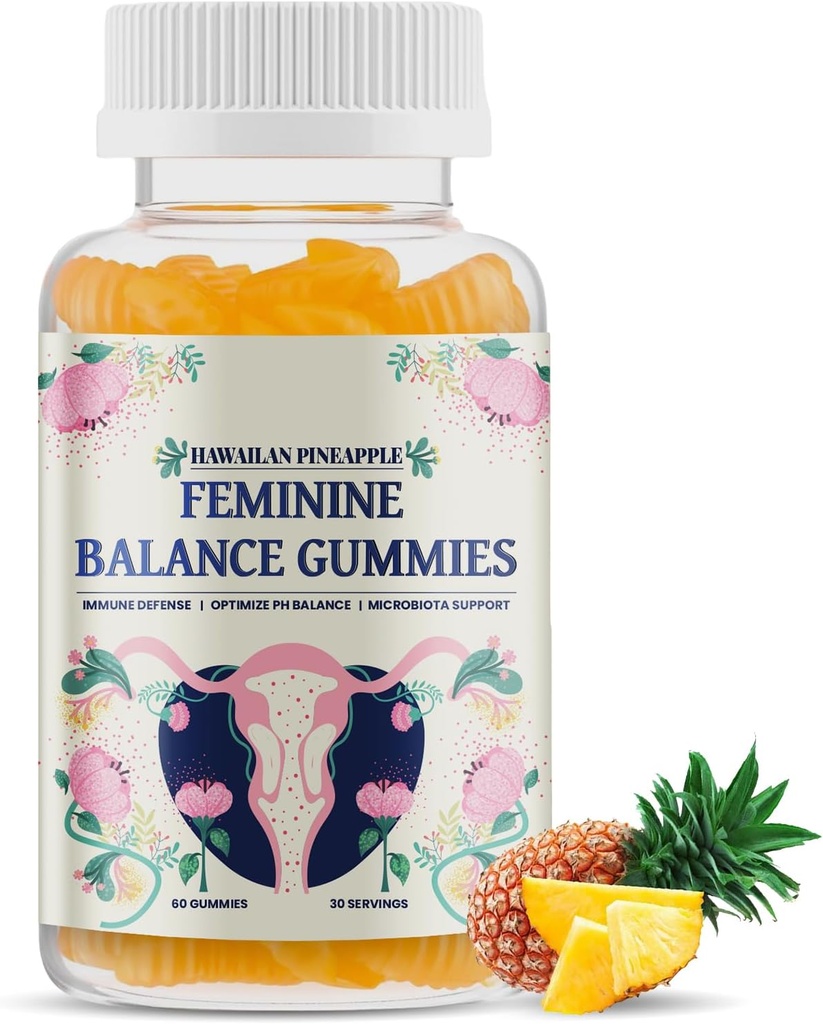 Feminine Balance Gummies, Premium Balance Gummies - Hawaii Pineapple, Support Women's Health & Wellness, Dengeli pH, Immune, Vegan, Gluten-Free