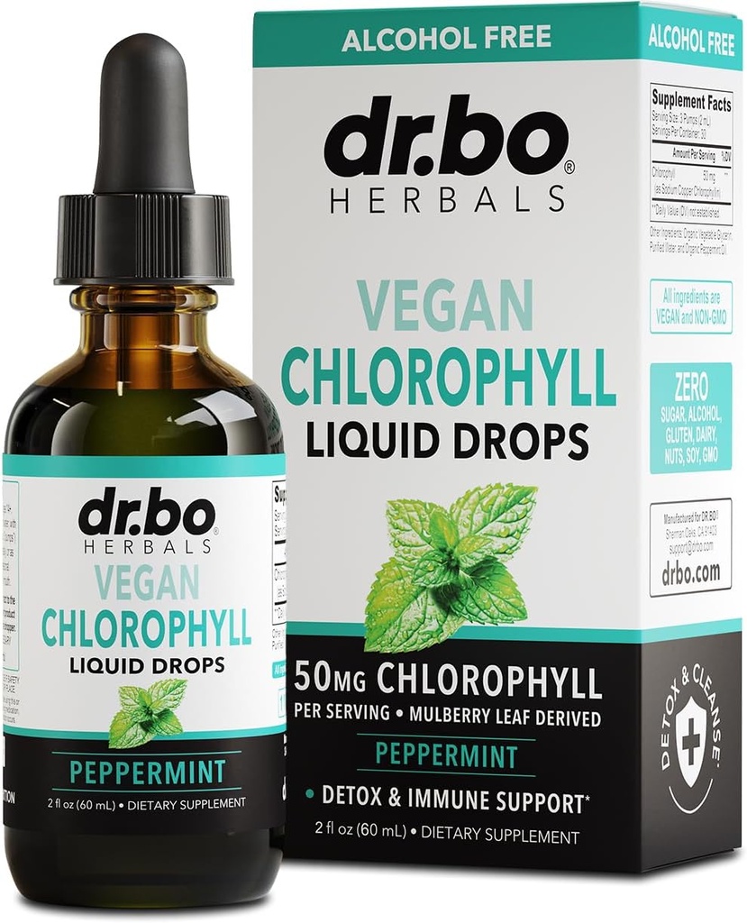 Chlorophyll Liquid Drops Body Detox - Vegan Liquid Chlorophyll Drops Odor Cleanse Supplement, Energy & Immune Support, Internal Deodorant, Body Deodoring Supplement - Natural Deodorant Water 2 oz