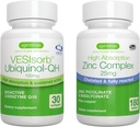 VESIsorb Ubiquinol-QH + Çinko Kompleksi Fertness için Paket, Hızlıca İleri CoQ10 100 mg + 25 mg Chelated çinko, Igennus