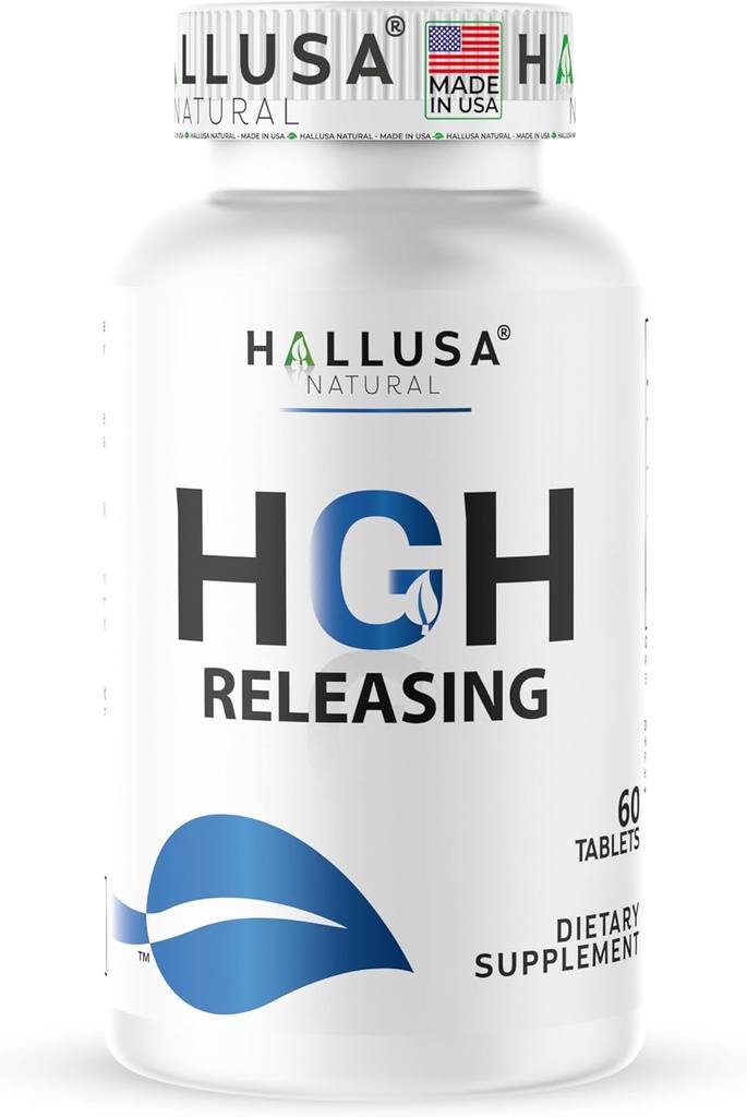Hallusa Natural Hall HGH Complex - Amino Acid Complex - Muscle & Workout Support - Energy & Recovery Formula - L-Arginine, L-Ornithine, L-Glutamine - 60 Tablets (30 Day Supply)