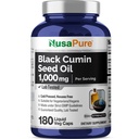NusaPure Black Tohum Yağı 180 Softgel Capsules (Non-GMO, Vegetarian) Cold-Pressed Virgin Nigella Sativa. Hexane Free