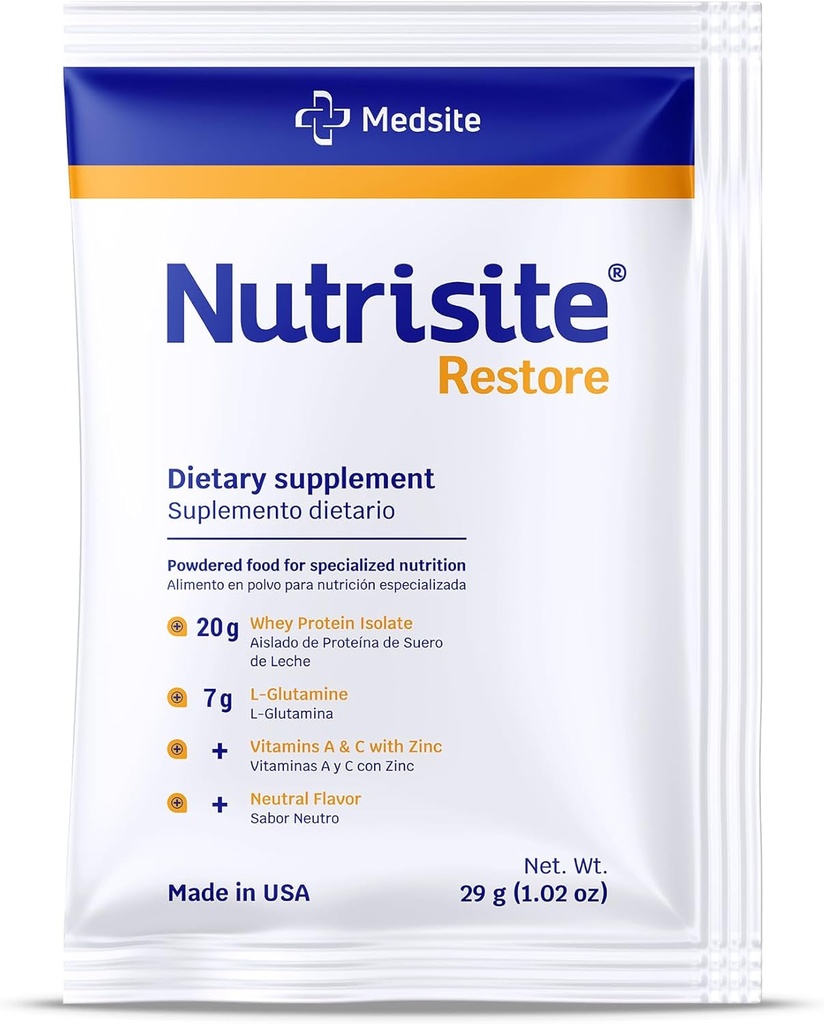Nutrisite Tozu Yara İyileştirme Desteği için geri yükleme, Whey Isolate Protein, L-Glutamine, Vitaminler A, C ve çinko - Gluten ve Sacarose Free, Unflavored (1 Hizmet) 1.02 Oz
