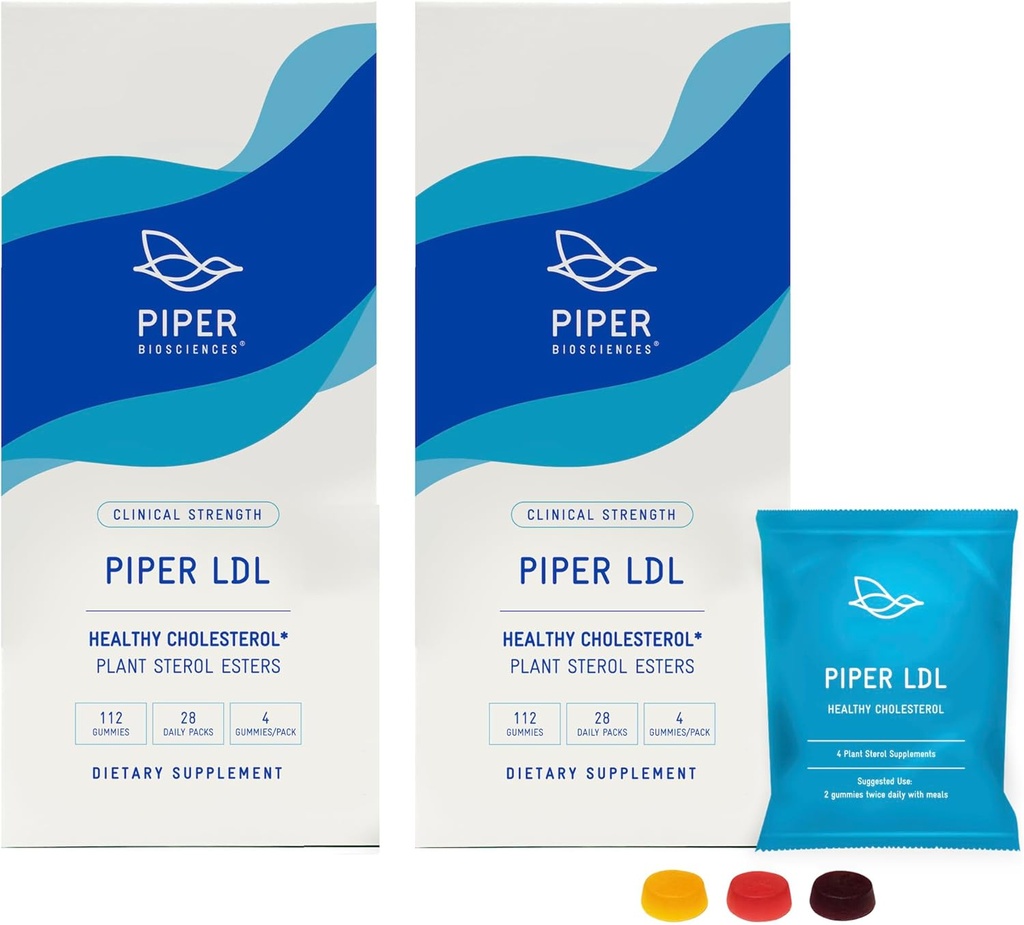 Piper LDL Cholesterol Health Plant Sterol Gummies: Plant Sterols Cholesterol Supplement (2 Kutu, 224 Gummies)
