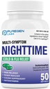Puregen Labs Gece Soğuk ve Flu Relief Tıp | 50 Softgel Liquid Capsules | Yardımlar Relieve Sore Throat, Cough, Fever, Headaches, Runny Nose, Congestion ve Aches | Value Pack