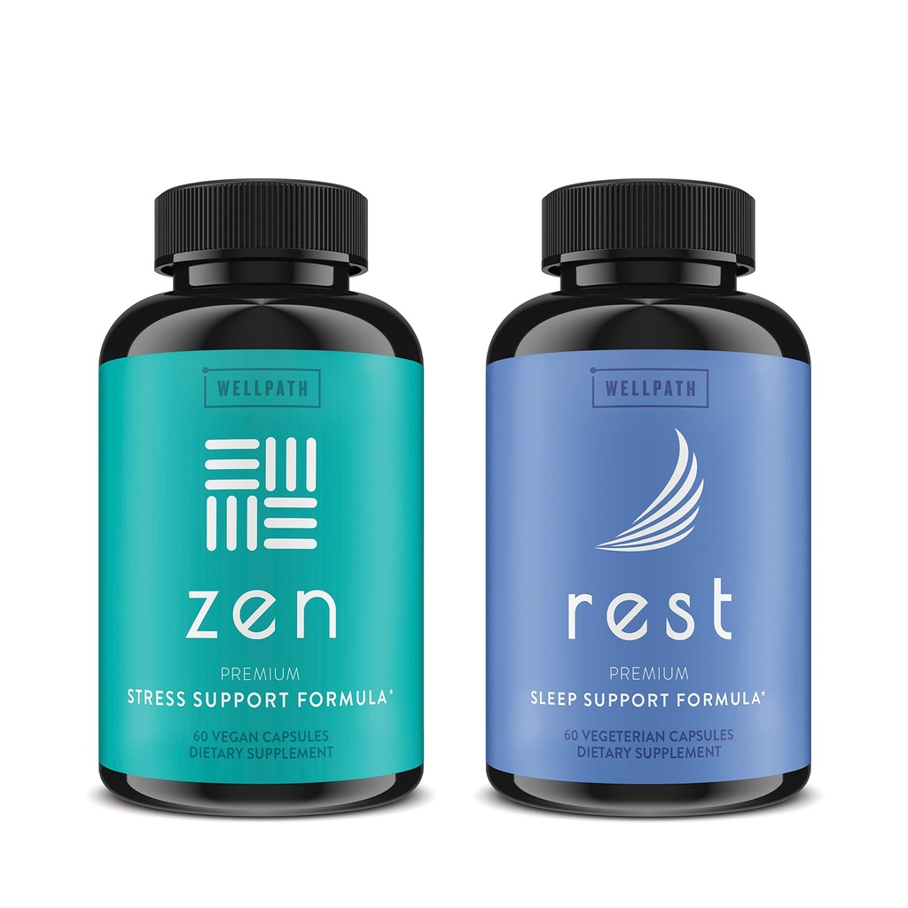 WellPath Zen Mood Support + Rest Valerian Root Sleep Aid Supplements 2 Pack - Calm Mood, Energy & Natural Sleep Support - L-Theanine & Diğer Doğal Malzemeler - 60 Cts Her Şey