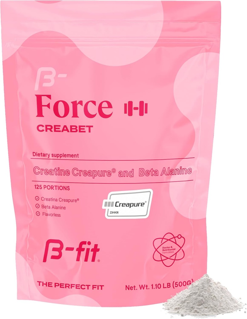 Creabet Creatine Monohydrate for Women - Creapure - Creatine Monohydrate Powder with Beta-Alanine 500g - Pre Workout Supplement - 125 Servings +4 Months Supply - Unflavored