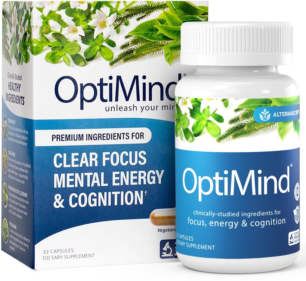 Optimind Bacopa Monnieri Brain Supplement for Memory and Focus, Nootropics with Phosphatidylserine, Huperzine A, Non-GMO, Klinik olarak Studied Materialss, 32 Capsules