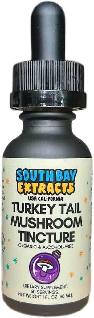Turkey Tail Mushroom Tincture Extract Liquid Drops 1 oz - Ανοσοποιητική υποστήριξη Elixir - Χωρίς αλκοόλ - Vegan - Φυσική ευεξία Booster - Διπλή εκχύλιση - Βιολογικό συμπλήρωμα - USA Made Mushrooms
