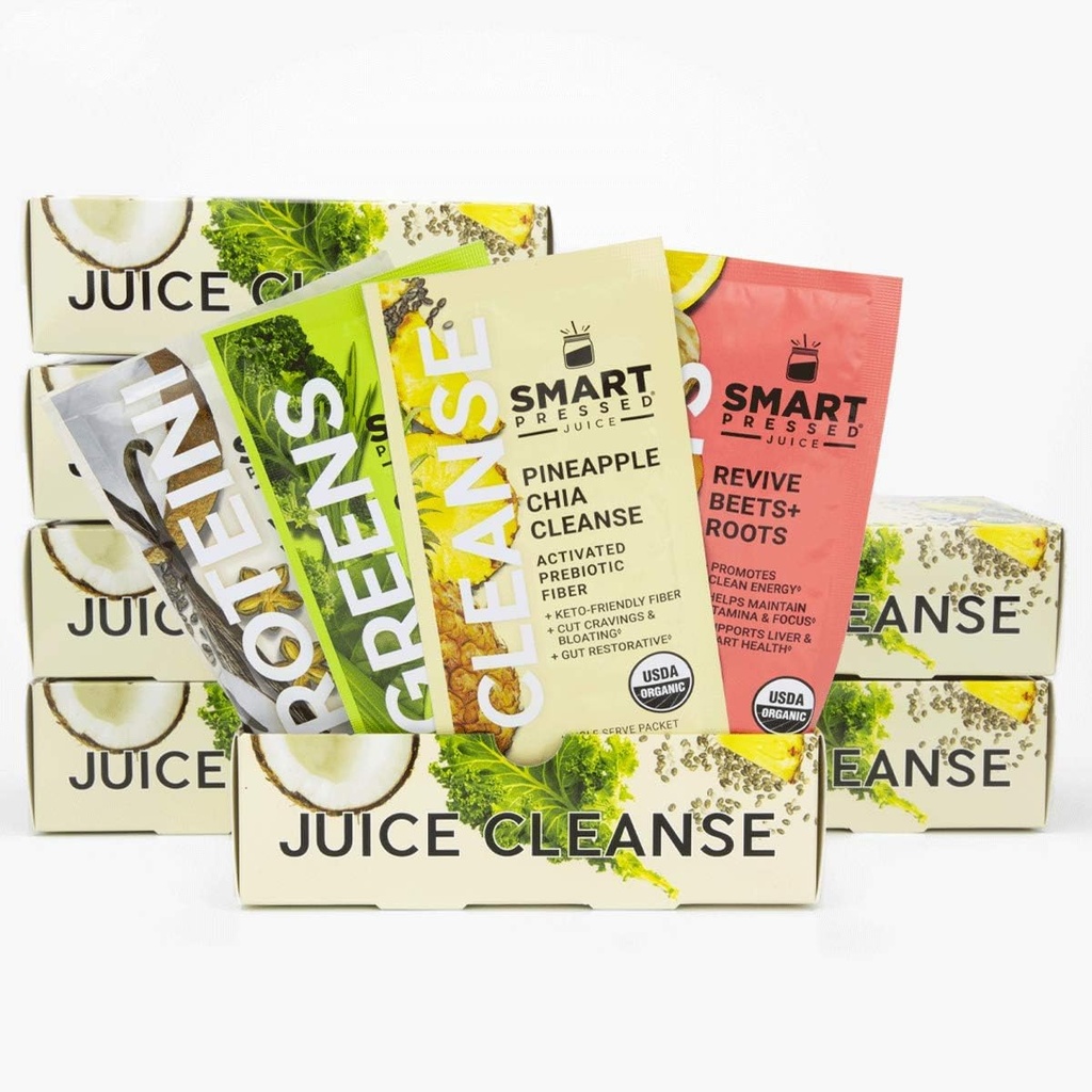 Smart Pressed Juice 7Day Organic Juice Cleanse | Sağlıklı Detox Programı | Vegan Vanilla proteini, Cold-Pressed Green Juice, Beets Juice & Pineapple Chia Cleanse | High Fiber & Vegan