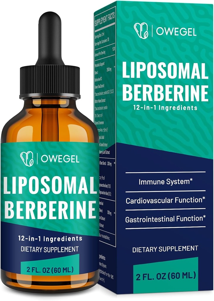 Berberine HCL Supplement with Ceylon Cinnamon - Highly Absorbable Liposomal Berberine Liquid Drops 3000 mg- 12 in 1 Natural Materials - AMPK Activator - 2 Fl Oz Oz Oz
