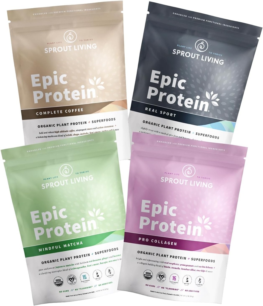Sprout Living, Epic Protein Pro Collagen, Mindful Matcha, Real Sport ve Complete Coffee, 12 Hizmet
