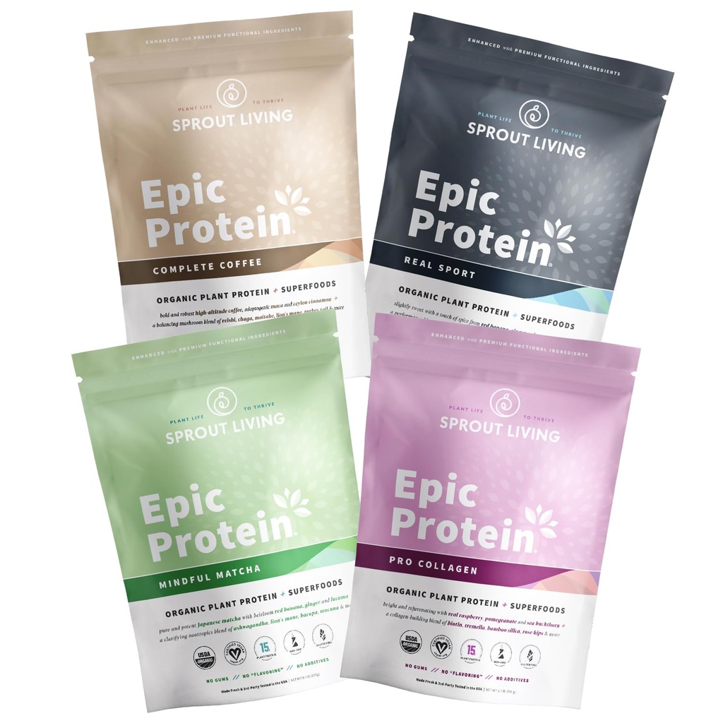 Sprout Living, Epic Protein Pro Collagen, Mindful Matcha, Real Sport ve Complete Coffee, 12 Hizmet