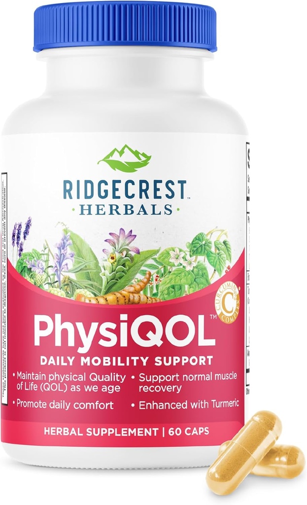 Ridgecrest Herbals PhysiQOL, συμπλήρωμα βοτάνων με Boswelia και Tumeric (60 Vegan Caps, 30 Serv)