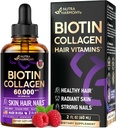 Sıvı Biotin & Collagen - Kadınlar ve Erkekler için Saç Büyüme Desteği için Vitaminler - Ekstra Güçlü 60000 mcg Drops - B7 Tamam - Güçlü Nails & Sağlıklı Skin - 98 Faster Abxia Pil Thanls