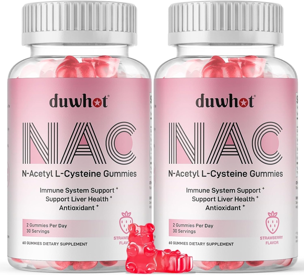 NAC Gummies 600 mg, N Acetyl Cysteine Supplement NAC Chewable for Antioksis & Immune Support, Lung & Liver Health, Natural Strawberry Flavor, 120ctyl Cysteine Supplement NAC Chewable for Antioxys & Immune Support, Lung & Liver Health, Natural Strawberry Flavor, 120ct