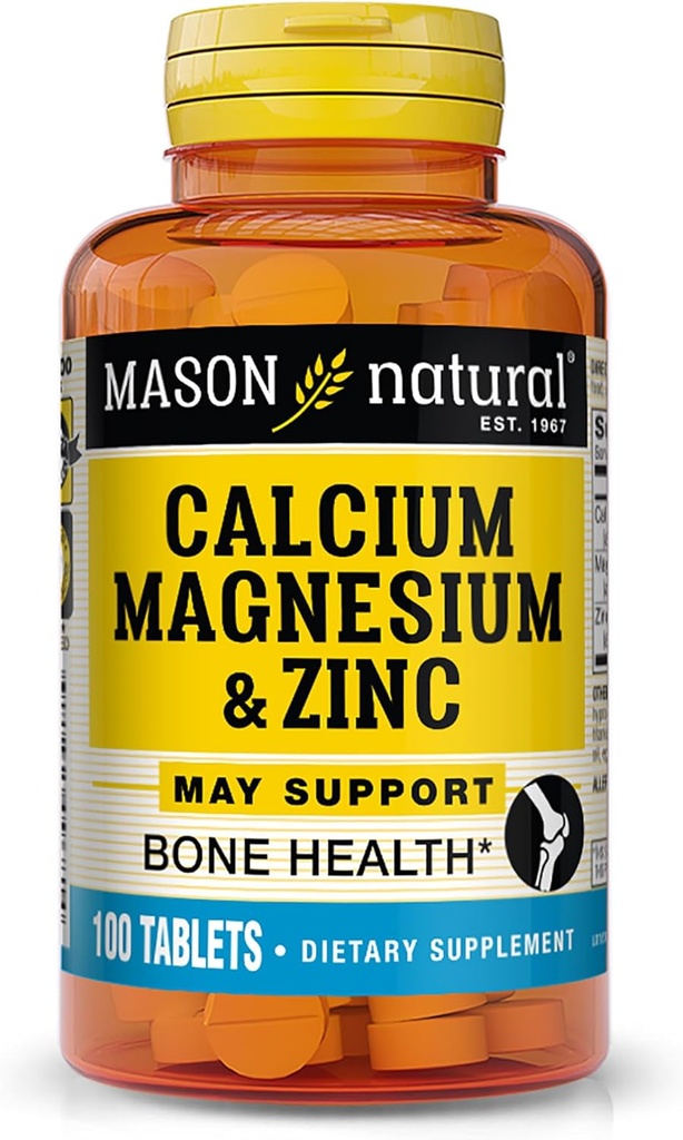Mason Naturaluba Magnezyum & çinko, 100,Day Supply, Supports Normal Bone Health & Immune System Branson, 1 Pack
