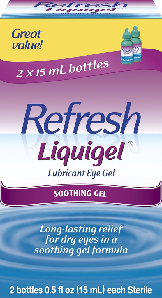 Ανανέωση Lubricant Gel ματιών Liquigel, 2 μπουκάλια 0.5 Fl Oz (15mL) Κάθε αποστειρωμένο (30mL)