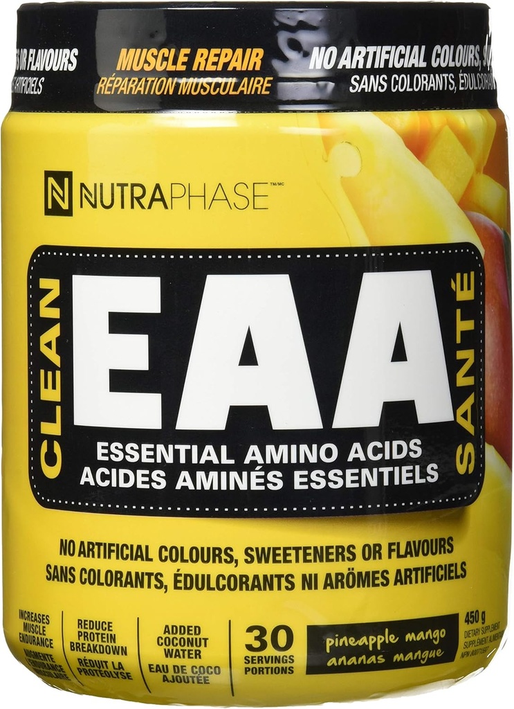 NutraPhase Clean EAA, All Natural, Vegan Friendly, Gluten Free, Amazing Taste, Pineapple Mango, 30 Hizmet, 16 Ounce