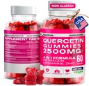Quercetin Gummies - 2500MG Quercetin with Bromelain L-theanine & çinko - Immune System Lung ve Antivirüs Desteği için Saf Supplement - Immunity Alert Vegan Supplements for Kids & Yetişkinler - Made in US