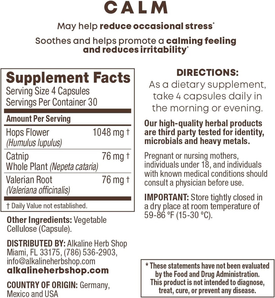 Enb Store Calm Supplement 120 Capsules (Happy Mood)