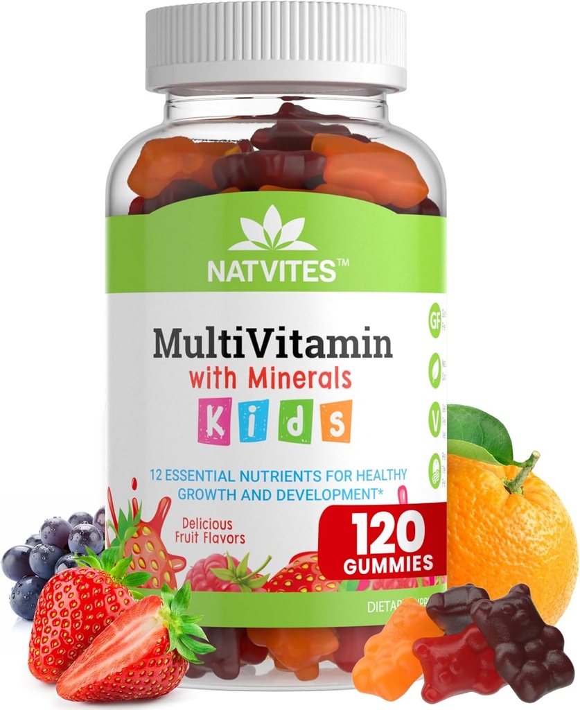 Tamam Çocuklar Multivitamin Gummies – 120 Temel Günlük Vitaminler ve Mineraller Immune Support, Focus, & Büyüme – Toddler, Çocuklar, Gençler ve Picky Eaters için Mükemmel!