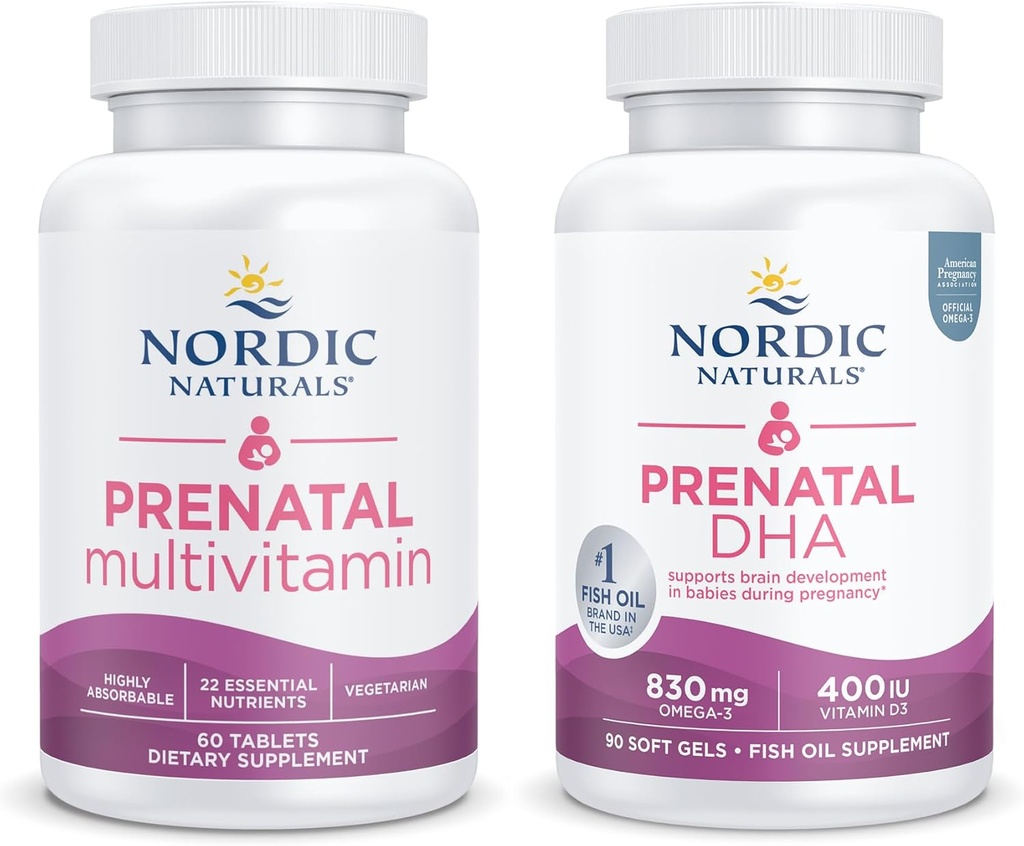 Nordic Naturals New Mom Bundle - Prenatal Multivitamin Tablets, Prenatal DHA