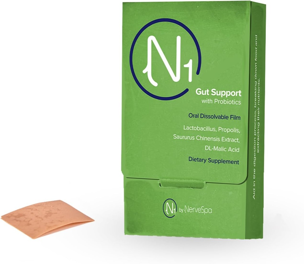M PAIN MANAGEMENT TECHNOLOGIES Gut Support with Probiotics Oral Dissolvable Film N1 by NerveSpa – Improve Digestion, Foundational Probiotics, Improve Nutrient Absorption, 10 Films/Box