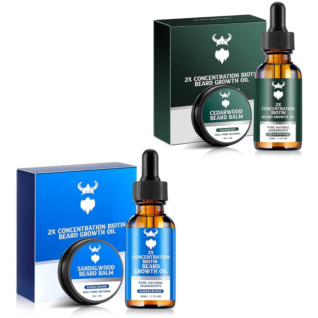 Sandalwood Beard growth Oil with 2X Concentration Biotin for Men and Cedarwood Beard growth Oil with 2X Concentration Biotin for Men, Natural Materialss & bloodens Face Hair growth