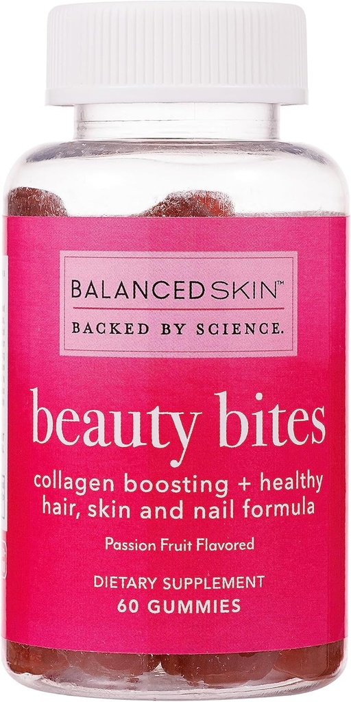 Beauty Bites Biotin Gummy Vitamins - Hair Skin Nails Supplement for Hair Growth and Healthy Skin* - Passion Fruit Flavored Gummies with 6000 mcg Biotin, Collagen, and Vitamins