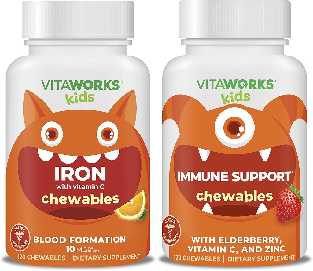 Çocuklar Demir 10 mg + Vitamin C Chewables + Elder + çinko + C Chewables Sche