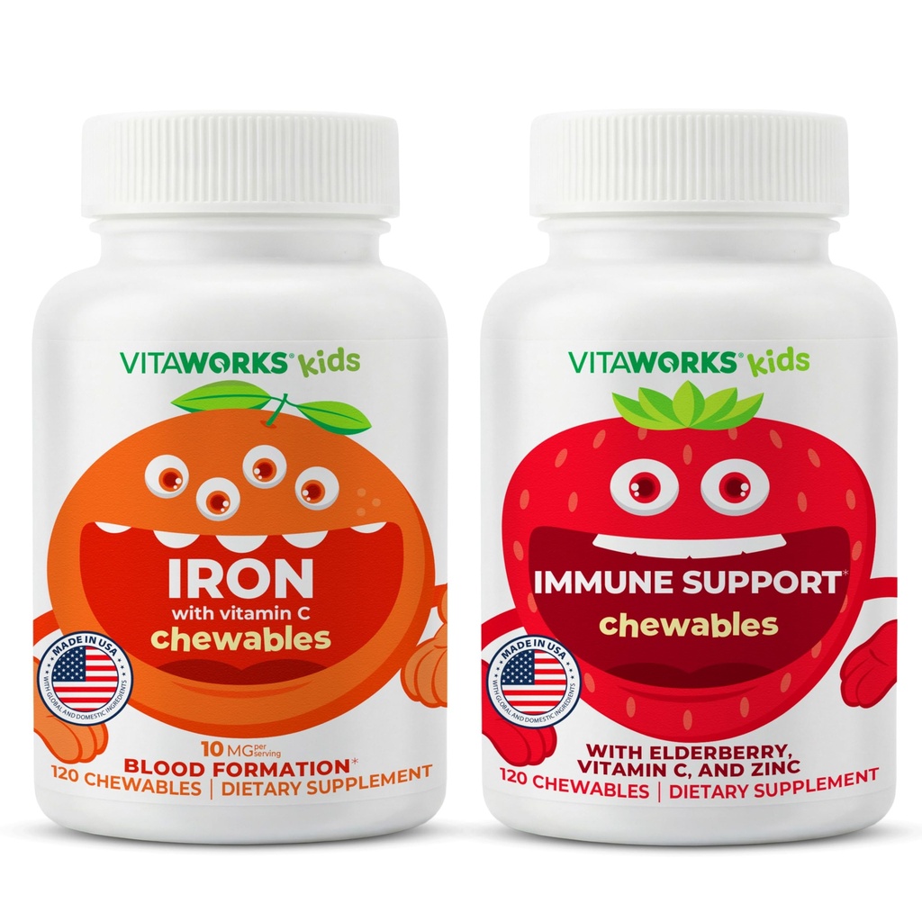 Çocuklar Demir 10 mg + Vitamin C Chewables + Elder + çinko + C Chewables Sche