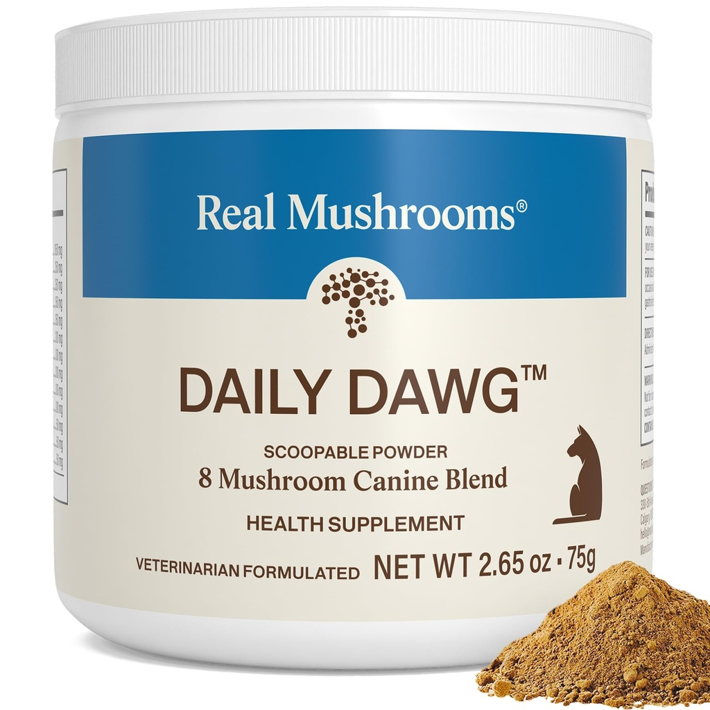 Gerçek Mushrooms Whole Dog Health – Fonksiyonel Mushroom Mix for Dogs with Lion's Mane, Cordyceps, Türkiye Tail, Reishi, Shiitake for General Wellness of Dogs – 2.65 oz Toz Supplement