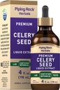 Piping Rock Celery Tohumu Sıvı Ölüyor | 4 Fl Oz | Herb Tincture Supplement | Vegetarian & Alkol Free | Non-GMO, Gluten Free