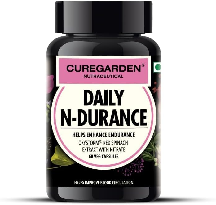 Daily N-Durance, Red Spinach Nitrate Extract, Nitrik Oksit Supplement, 400 mg, Pre Workout Veg Capsules, 60nono
