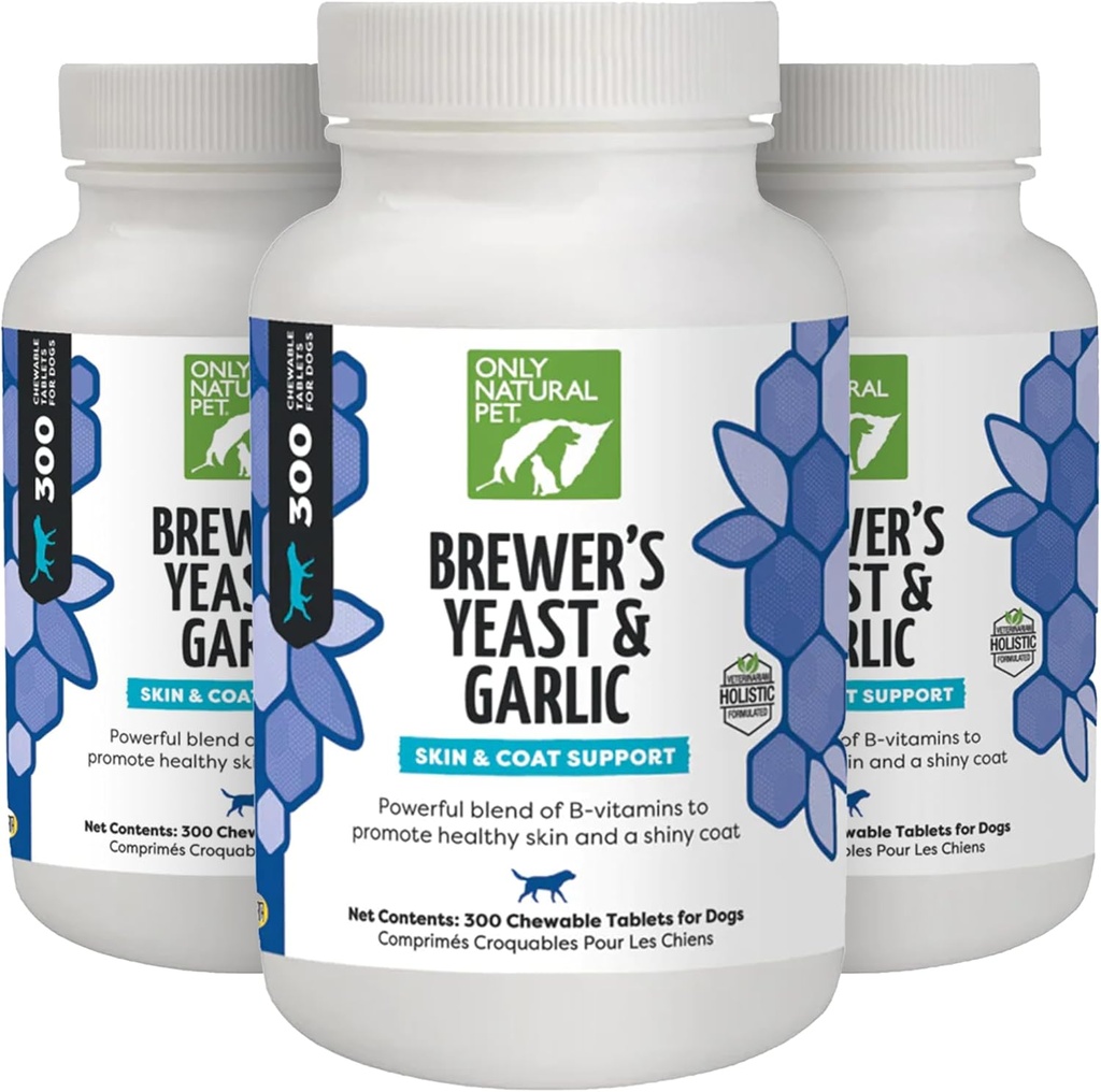 Sadece Doğal Pet Brewer'in Yeast & Che Chewables - Köpekler için All-Doğal Flea & Tick Önleme - B Vitaminleri ile Tanın - Sağlıklı Skin & Coat - 300 Kont Tablet (3 Paket)