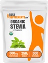 BulkSupplements.com Organik Stevia Toz - Pure Sweetener, Stevia Leaves, Herbal Supplement - Vegan & Gluten Free, 500 mg per Service, 250g (8.8 oz) (Pack of 1)