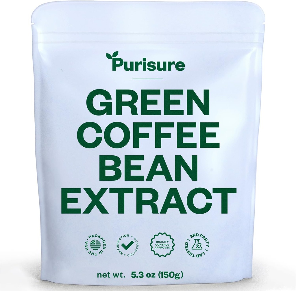 Green Coffee Bean, 150g, Green Coffee with Chlorojenik asit, Body Detox ve Kadınlar ve Erkekler için Temizlenmiş, Doğal Appetite Suppressant to Support Vitality and Energy, 750 Servisler