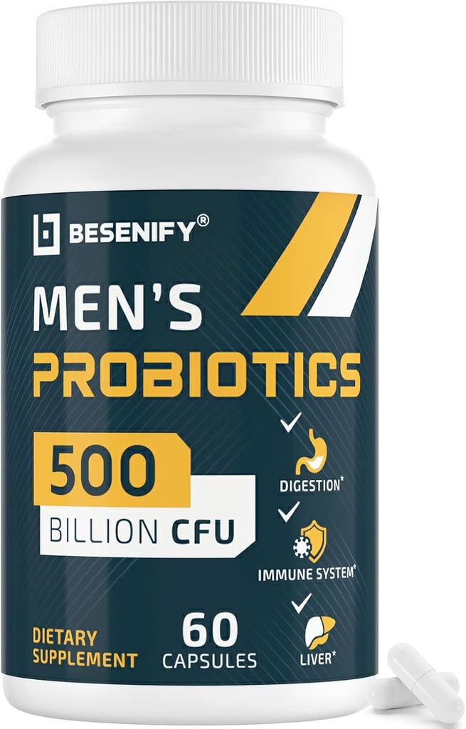 Probiotics for Men, 500 Billion CFUs & 12 Strains, Men's Probiotic with Turmeric, Cranberry, Goji - Probiotics for Digestive Health, Immune, Stomach, Bloating & Gut Health for Men, 60 Pro Biotics Caps