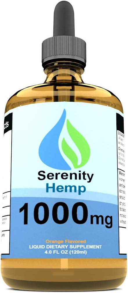 Serenity Hemp Oil - 4 fl oz 1000 mg (Orange) - Inflammasyon, Ağrı, Mood & More - Vitamin E, Vitamin B, Omega 3,6,9