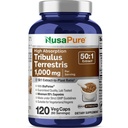 NusaPure Tribulus Terrestris 50:1 Ekstraksiyon, 1000 mg 90 Veggie Caps | 95 Steroidal Saponins | Non-GMO, Bioperine