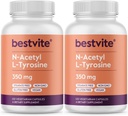 BESTVITE N-Acetyl L-Tyrosine 350 mg (NALT) (240 Capsules) (120 x 2) - Stearates - Non GMO - Gluten Free