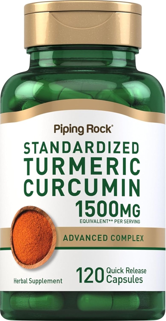 Piping Rock Turmeric Curcumin Kompleksi 1500 mg | 120 Capsules | Black Pepper Extract and Tart Cherry | Advanced Formula Supplement | Non-GMO, Gluten Free
