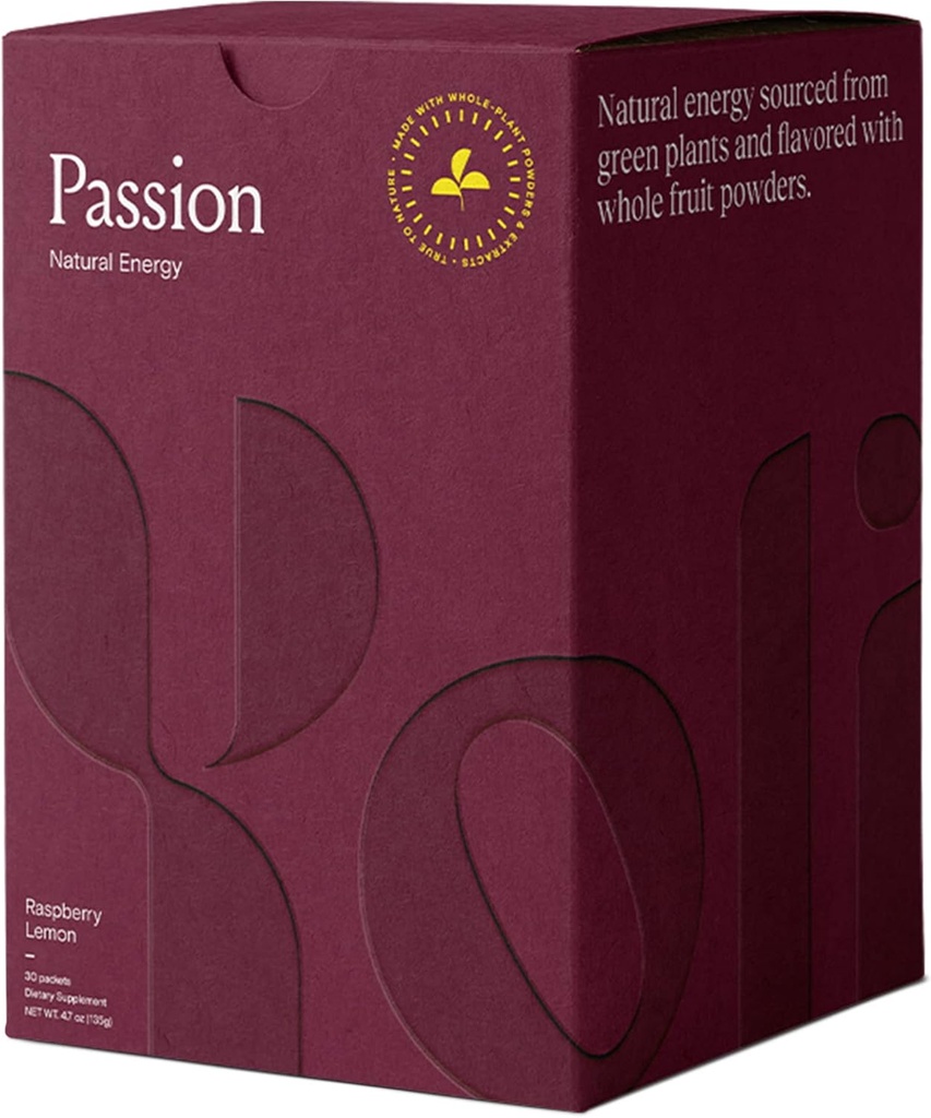 Yoli® Passion Energy Drink Powder Mix - Φυσικό ενεργειακό ποτό Mix για αντοχή και Stamina, 30 πακέτα - Raspberry Lemon