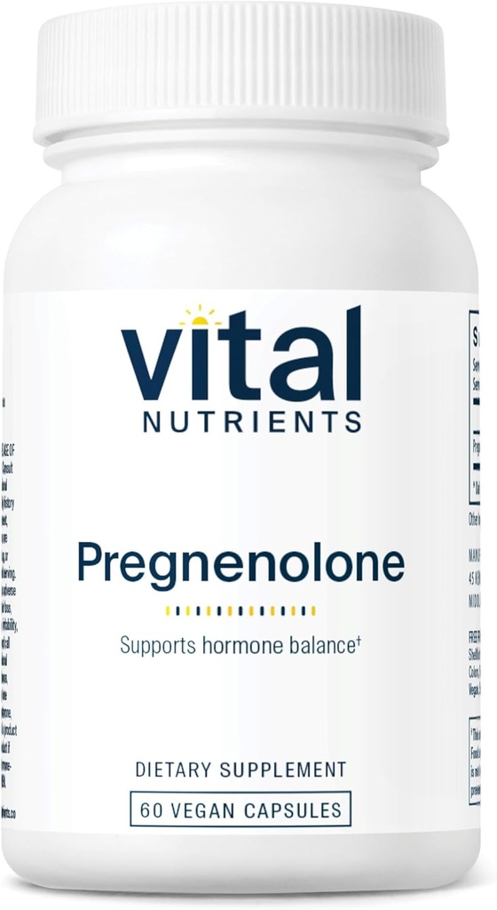 Vital Nutrients - Pregnenolone - Destekler Mood, Memory ve Immune Function - 60 Vejetaryen Capsules per Şişe - 10 mg