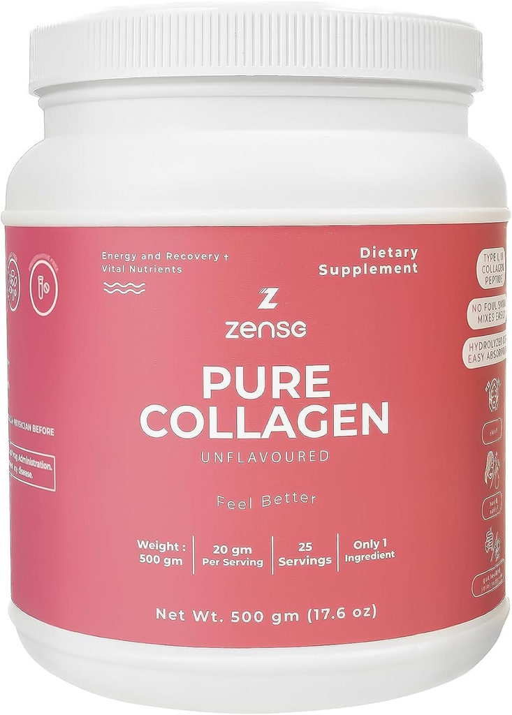 Kadınlar ve Erkekler için Hidrojektif Toz, Organik Kolajn, Toz, Tip I & III Bovine Collagen – Yüksek Protein, Saf Collagen Content, Katkılı - Colágeno Hidrolizado for Women (500 g)