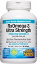 Doğal Faktörler RxOmega-3 Ultra Güçlü - Beyin ve Kalp Sağlığı Desteği için Diyetsel Tamam - EPA & DHA ile Göz Sağlığı Tamam - Omega-3 Fatty Asits - 60 Softgels (30 Hizmet)