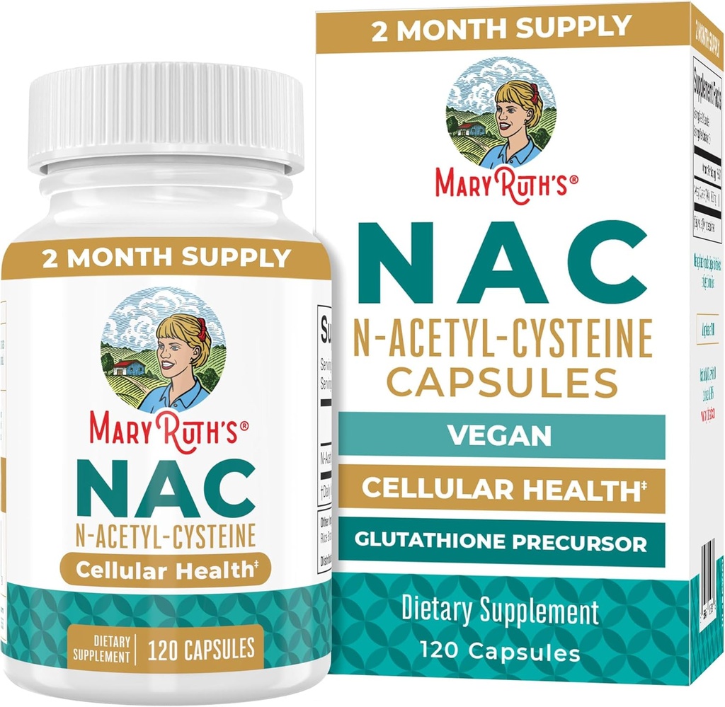 MaryRuth Organics NAC Supplement N-Acetyl Cysteine | 2 Ay Supply | NAC 1000 mg per Service | Vegan Capsules | Gluthamine Precursor | Amino Acid | Non-GMO | Gluten Free | 120 Count | 60 Hizmetler