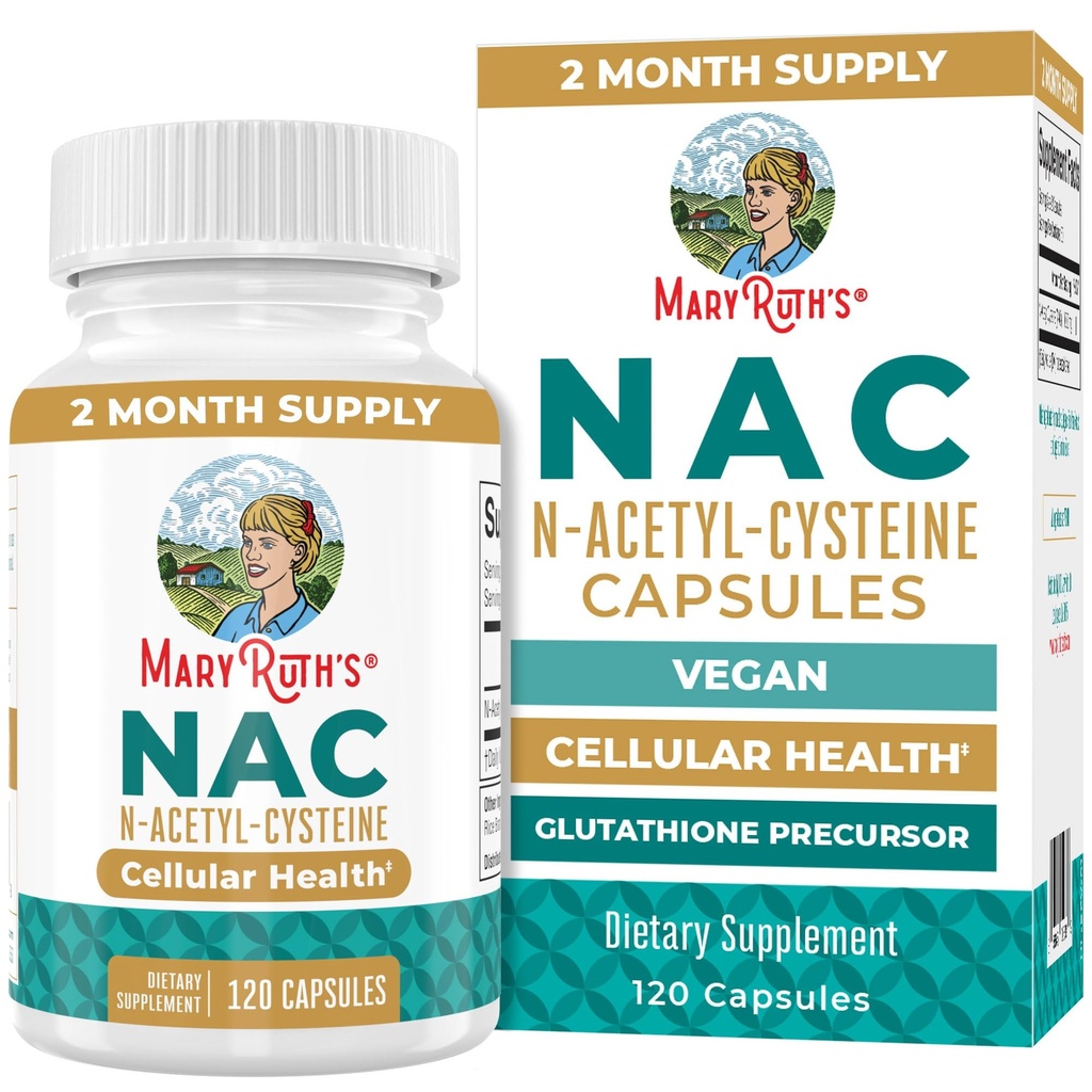 MaryRuth Organics NAC Supplement N-Acetyl Cysteine | 2 Ay Supply | NAC 1000 mg per Service | Vegan Capsules | Gluthamine Precursor | Amino Acid | Non-GMO | Gluten Free | 120 Count | 60 Hizmetler