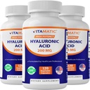 Vitamatic 3 Pack Hyaluronic Acid Supplements 200 mg - Sağlıklı Doku ve Ortakları Destek - Genç Sağlıklı Cilt - Toplam 360 Capsules